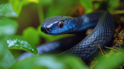 Obraz premium black mamba on the grass