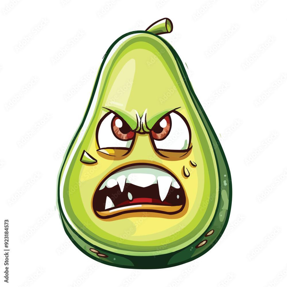 Wall mural angry cartoon Avocado on white background vector