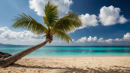 tropical beach with palm trees