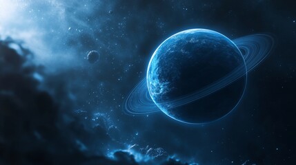 Obraz premium A Blue Planet in the Vastness of Space