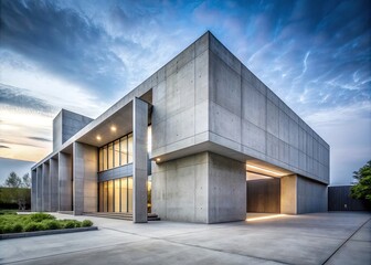 Obraz premium Modernist Concrete Serenity: Smooth gray concrete surfaces, clean lines, minimalist aesthetic, peaceful ambiance.