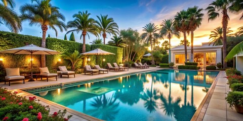 Luxurious poolside oasis at a vintage elegance hotel resort, luxury, pool, swimming pool, vintage, elegance