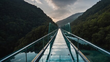 Obraz premium The glass bridge over the mountain