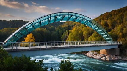 Fototapeta premium The glass bridge over the mountain