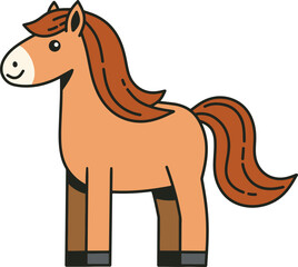 Cute Horse Cartoon Mascot Illustration