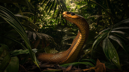 Fototapeta premium king cobra snake in the forest 