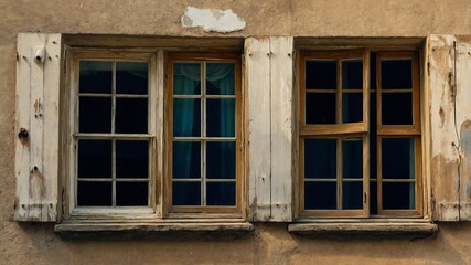 Obraz premium Old window in building