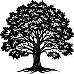 set of trees silhouettes