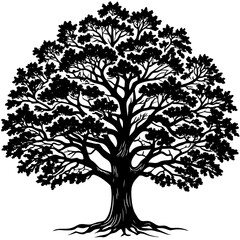 black and white tree