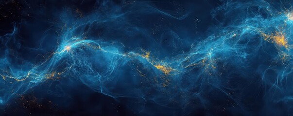 Fototapeta premium A mesmerizing abstract image showcasing swirling blue and orange light patterns, evoking a sense of cosmic wonder and energy.