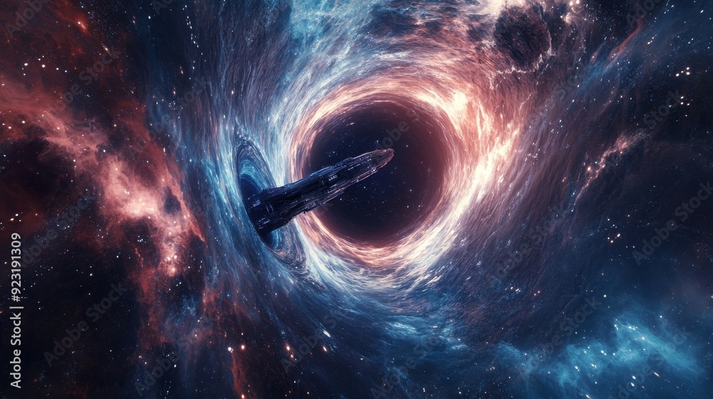 Canvas Prints spacecraft entering a black hole