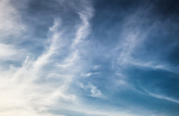 selective focus background bright blue sky cloudy day with wave shape cloud