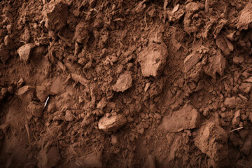 Obraz premium Processed collage of underground brown soil layer material texture. Background for banner