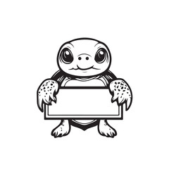 Illustration of a Turtle Holding a Blank Sign