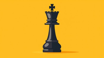 Fototapeta premium Flat design chess board with a king piece as the main element, conveying power and leadership. The simple and sleek composition features clean lines, ideal for adding copy or integrating into other