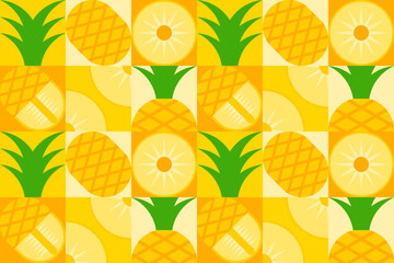 Abstract pineapple geometric seamless pattern. Tropical fruit pineapple mosaic texture. Vector illustration for background