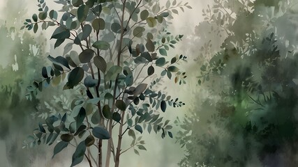 a serene watercolor wash background with a green color