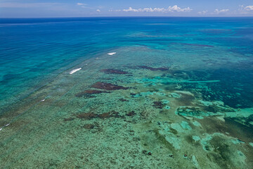 Drone view of Coral Reef in Puerto Morelos, Mexico