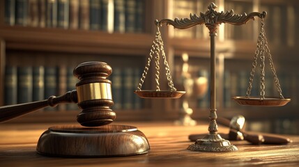 Seeking Moral Justice: 3D Gavel and Scale of Justice Rising from Search Bar Symbolizing the Quest for Truth