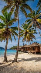 Naklejka premium tropical beach with coconut palm trees