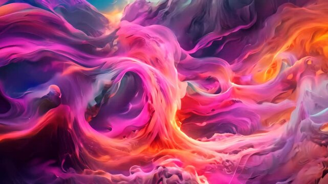 A painting showcasing a tree in the midst of a mountain landscape, Utilize swirling patterns and soft colors to depict the concept of virtual servers in cloud computing