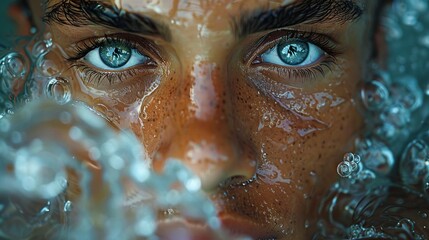 portrait of a young man in the water generative ai.