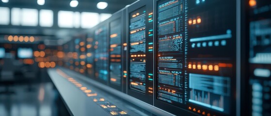 An AI-powered financial trading floor with glowing data streams and automated systems, symbolizing AI in finance