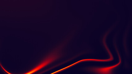 Abstract flowing liquid wavy red and yellow shapes on dark purple background. High resolution full frame blurry and dynamic background with copy space.
