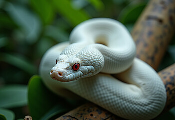 Fototapeta premium White snake on tree