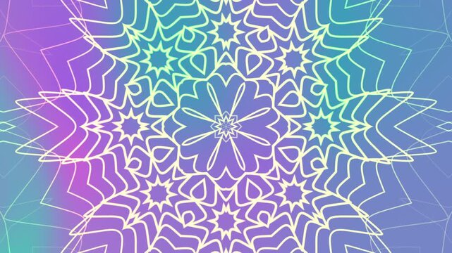 mandala White line pattern on gradient blue and purple background perfect for modern digital designs, backgrounds, wallpapers, or abstract concepts.