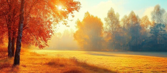 Golden Autumn Forest Landscape