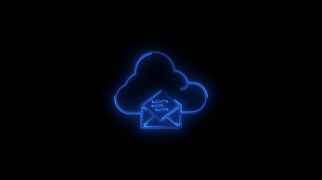 Glowing neon line Cloud mail server icon isolated Cloud server hosting for email. Online message service. Mailbox sign.