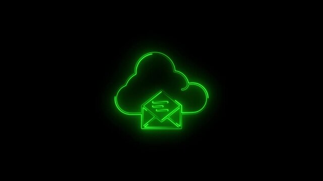 Glowing neon line Cloud mail server icon isolated Cloud server hosting for email. Online message service. Mailbox sign.
