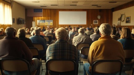 Community members actively participate in discussions regarding local concerns and initiatives in a town meeting setting