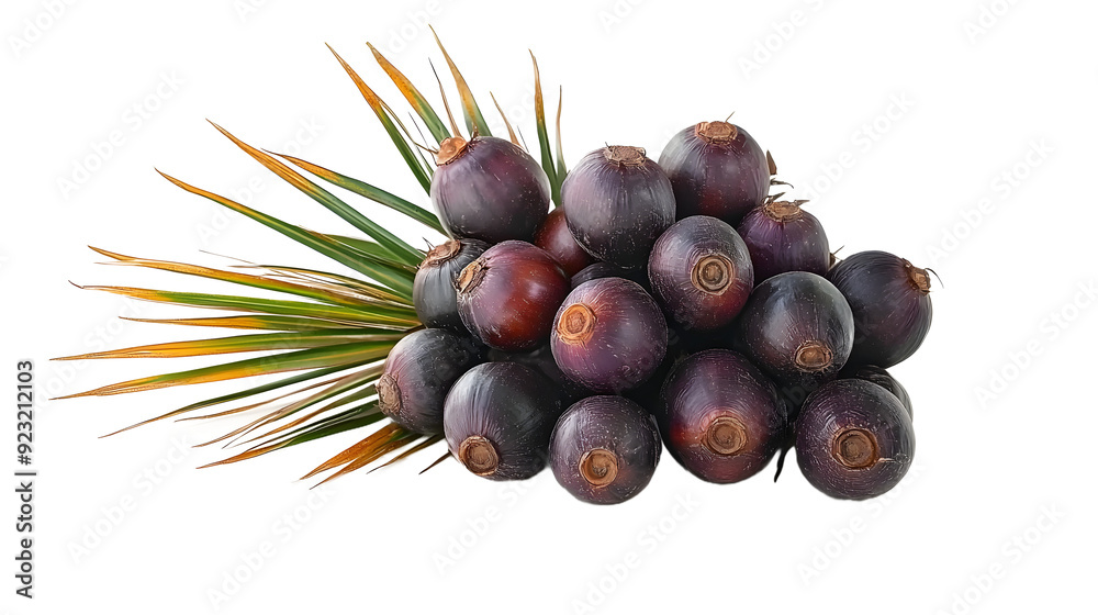 Wall mural a bunch of ripe saw palmetto fruits presented against a white background. saw palmetto on white back