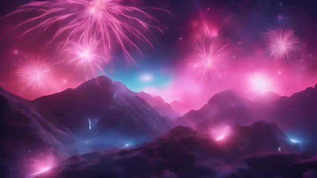reality cosmic space light virtual landscape rocks abstract  fireworks that includes blue uv pink mountns grid neon framed game earth artificial intelligence universe scene led