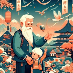 New style happy fathers day illustration. AI generative