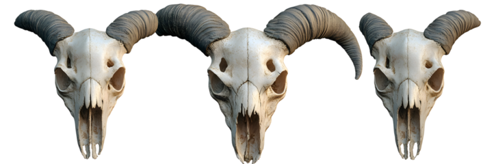goat skull isolated on transparent background ,satanic symbol skull decoration ,