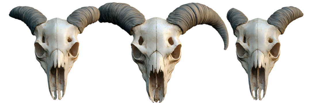 goat skull isolated on transparent background ,satanic symbol skull decoration ,
