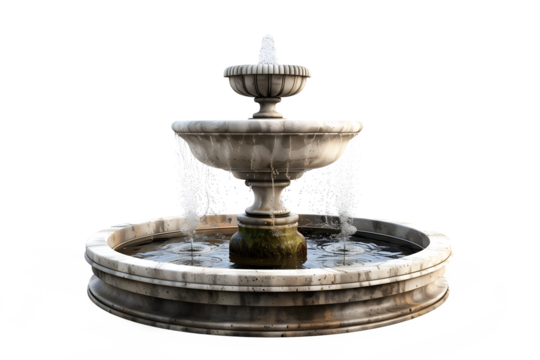 Classic garden fountain pond isolated on transparent background