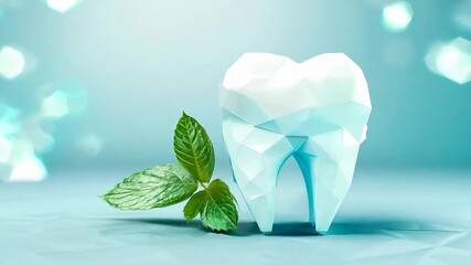 Minty fresh dental health concept with tooth model