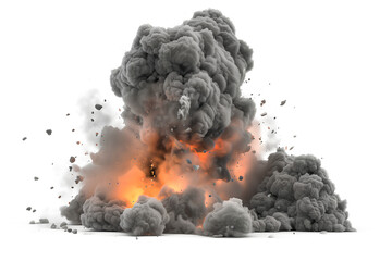 Realistic boom explosion smoke effect isolated on transparent background.