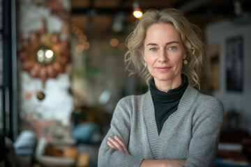 Portrait of a confident smiling middle-aged businesswoman attorney, a 45-year-old lady 