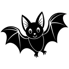 Cartoon halloween bat flying white background