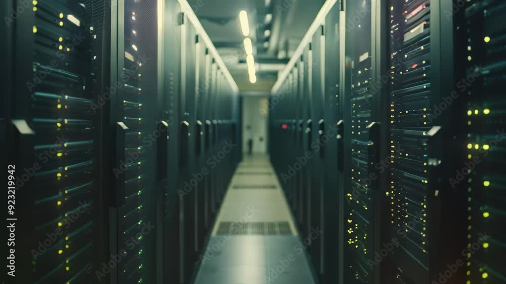 Poster multiple servers in an organized layout, providing secure data storage and processing in a data cent