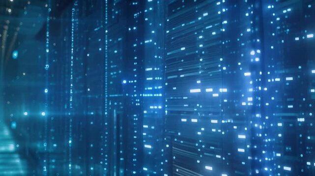 A multitude of blue and white dots scattered across a black background, Visualize the secure handling of customer data to comply with privacy regulations