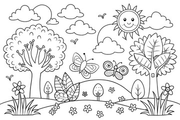 Lovely Nature Coloring Pages: Engaging and Fun for Kids. Cute. Nature. Coloring. Pages. Engaging