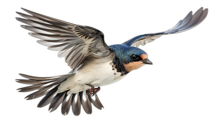 Obraz premium Swallow Isolated on White Background, High-Resolution Bird Photography, Detailed Swallow Image, Generative AI