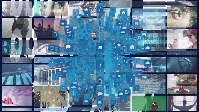 Animating digital communication icons over diverse multimedia images