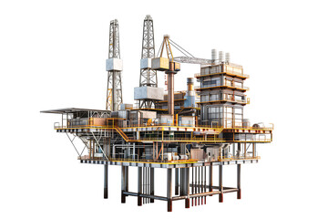 3d realistic Offshore Oil rig drilling platform isolated on transparent background